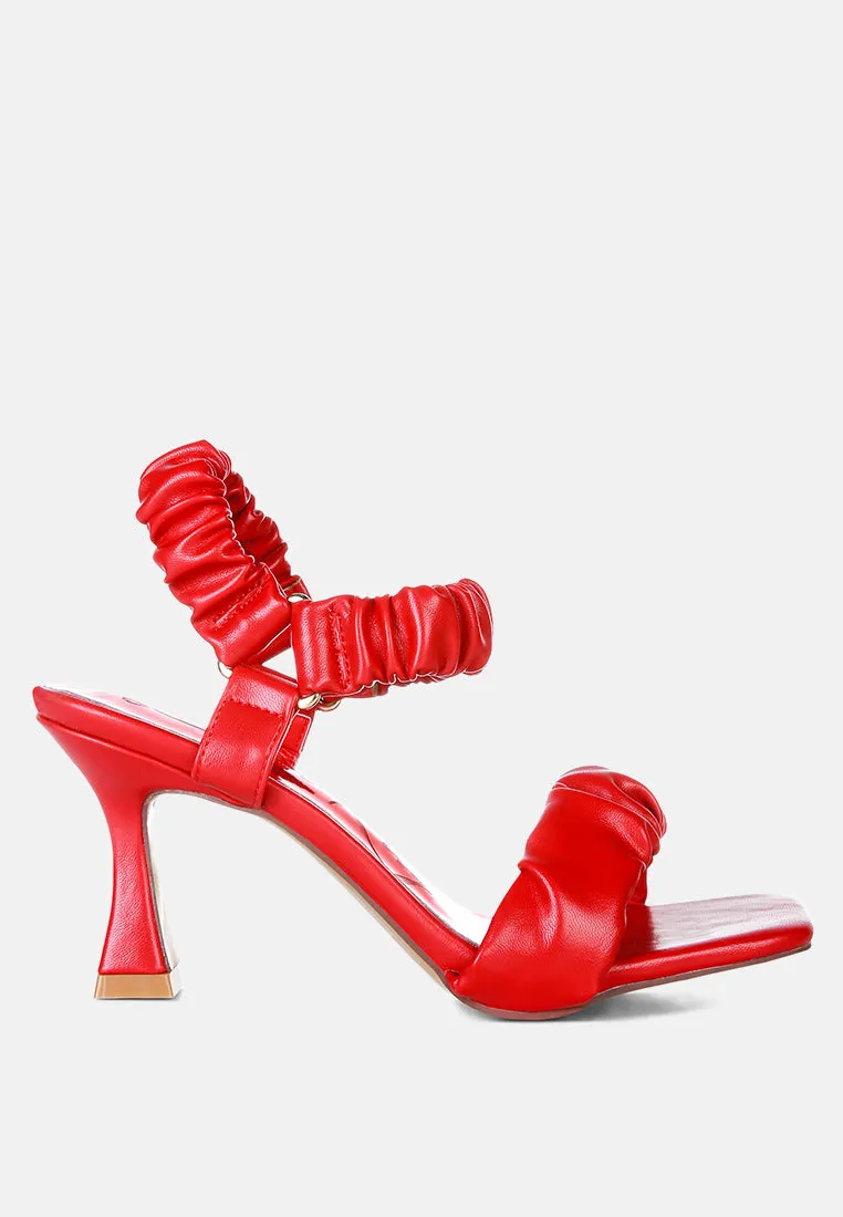 merker ruched spool heel casual sandals