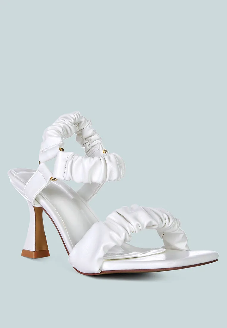 merker ruched spool heel casual sandals