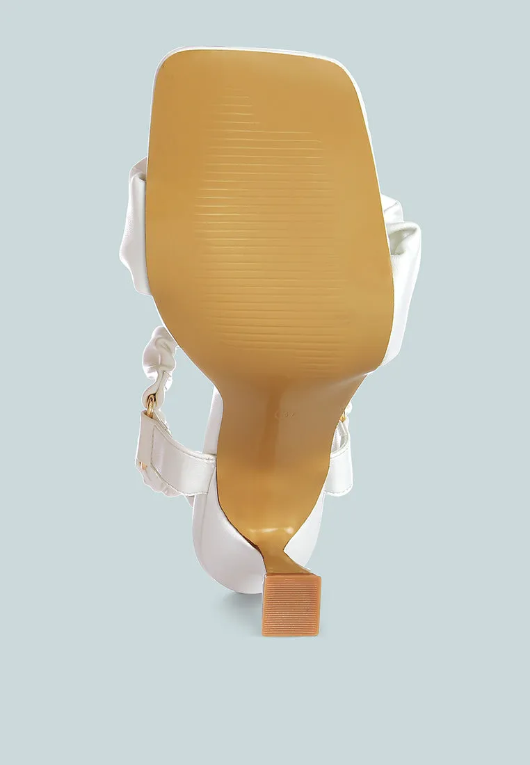merker ruched spool heel casual sandals