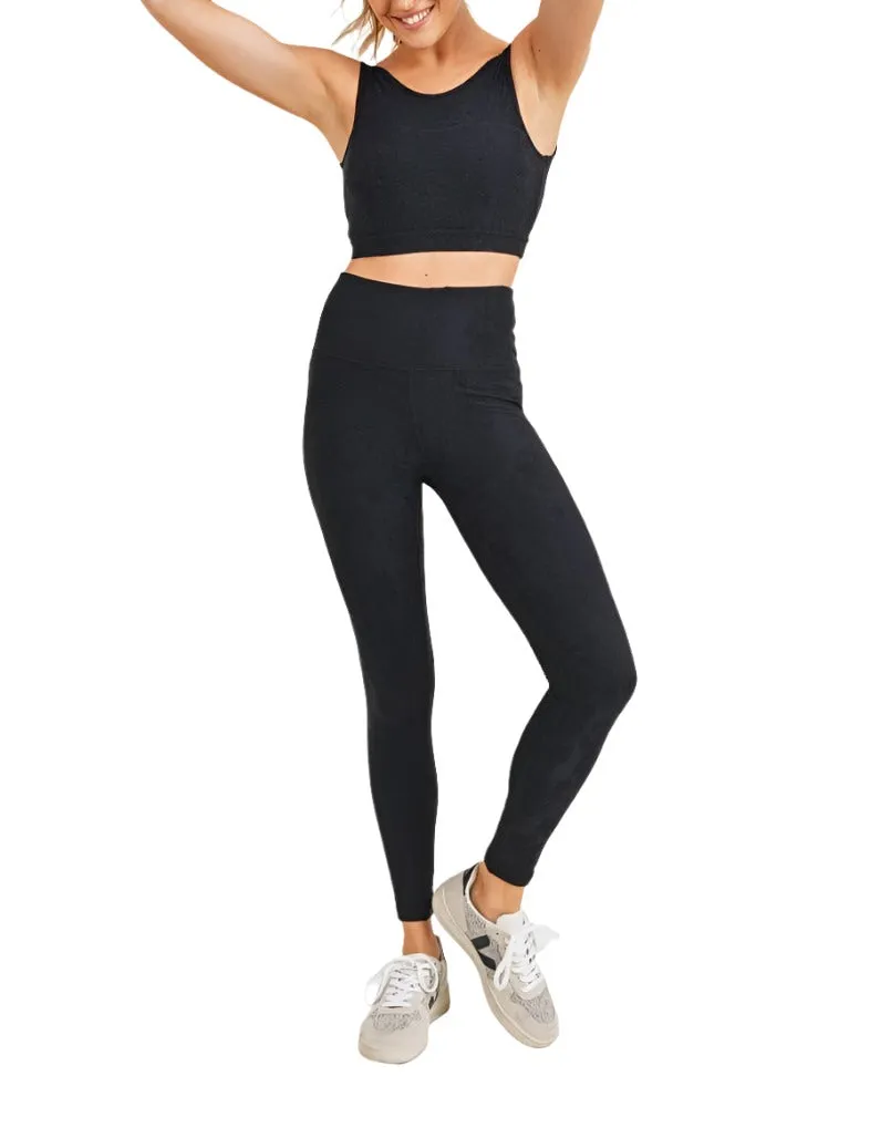 Mono B Textured Hibiscus Jacquard TACTEL Leggings APH8080
