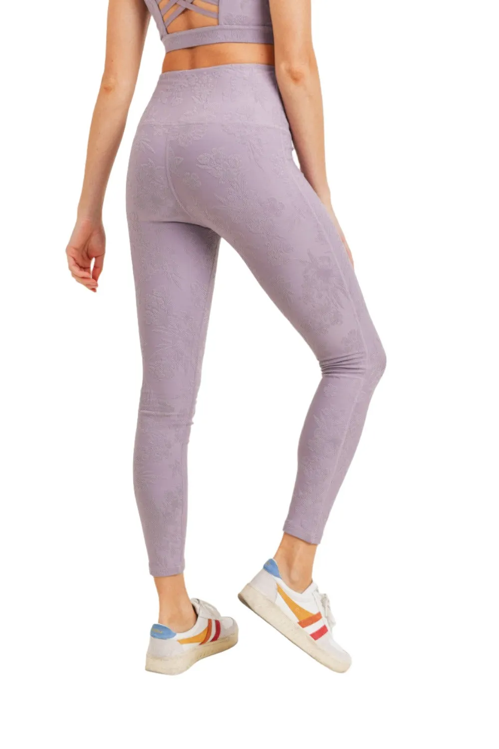 Mono B Textured Hibiscus Jacquard TACTEL Leggings APH8080