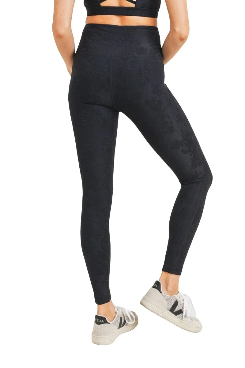 Mono B Textured Hibiscus Jacquard TACTEL Leggings APH8080