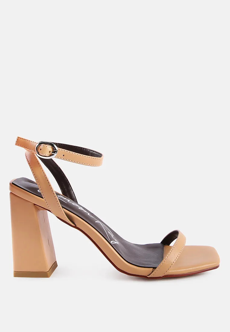 mooncut block heel ankle strap sandals