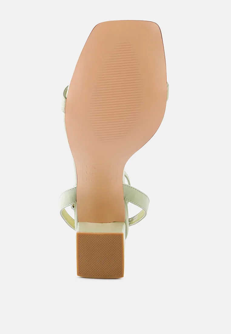 mooncut block heel ankle strap sandals
