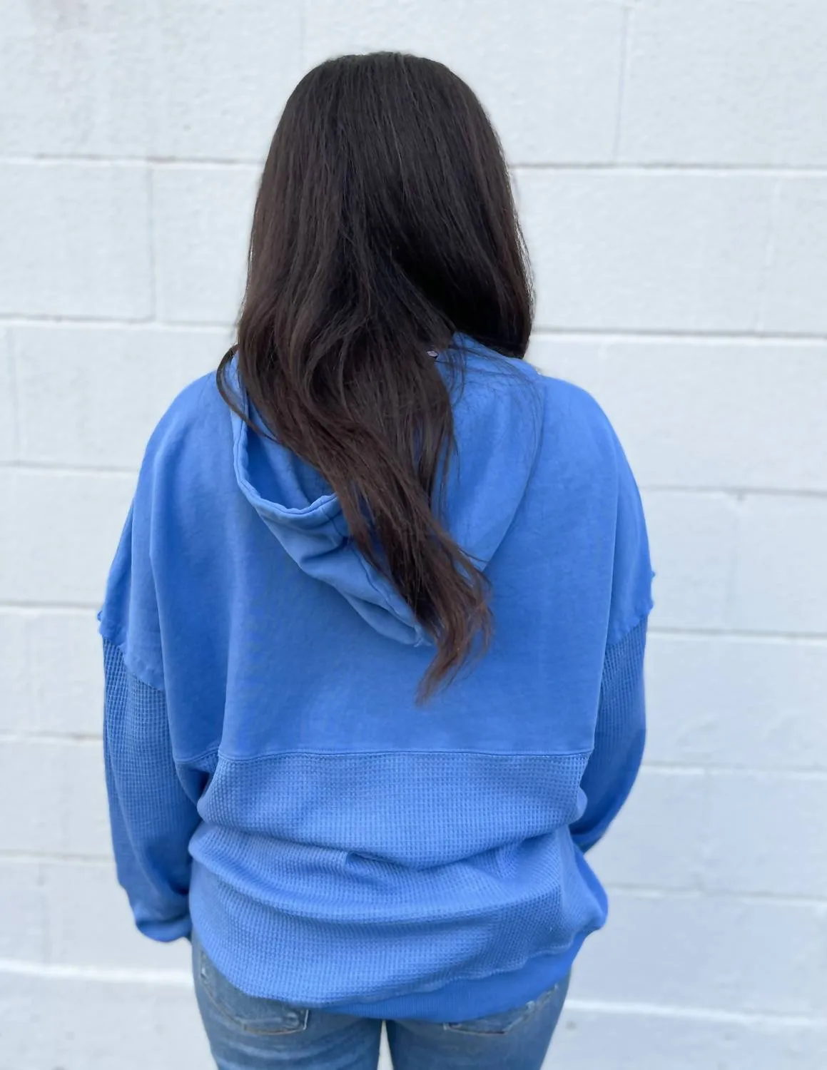 More Kindness Hidden Message Waffle Hoodie In Cobalt Blue
