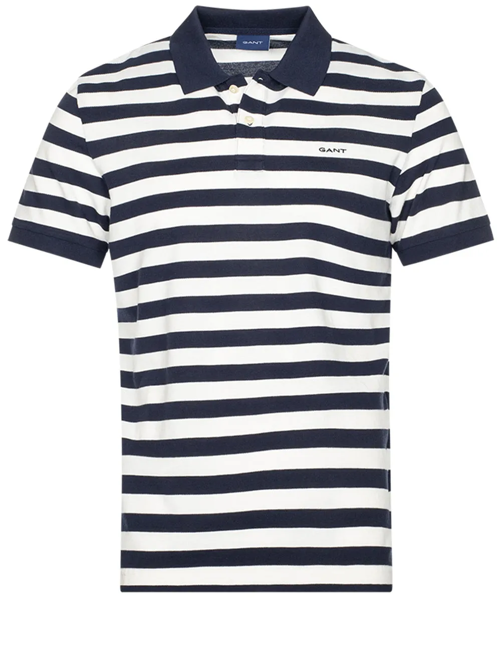Multi Stripe Short Sleeve Pique Evening Blue