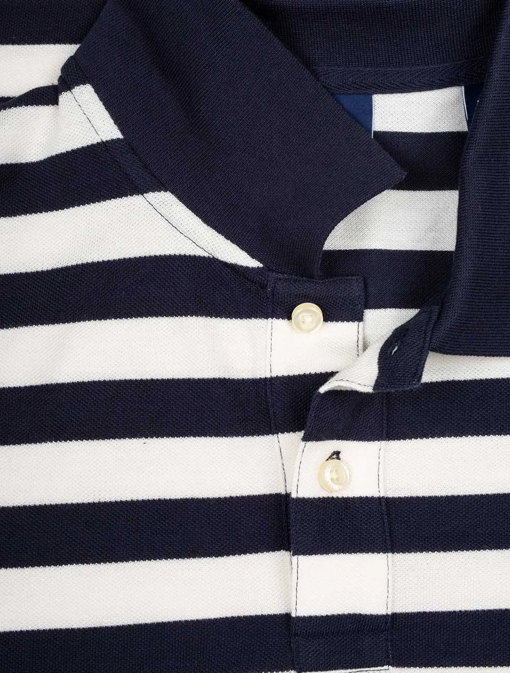 Multi Stripe Short Sleeve Pique Evening Blue