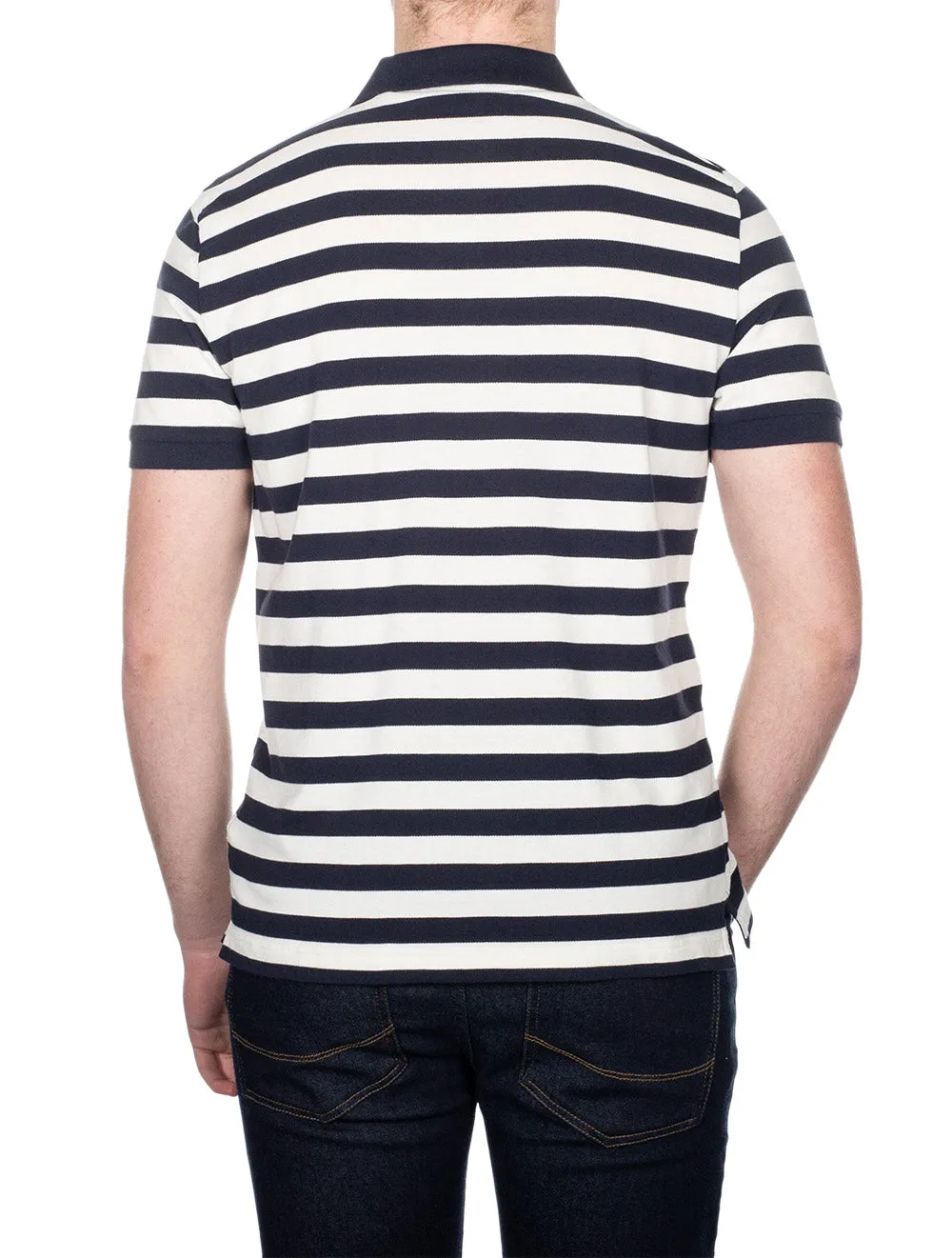 Multi Stripe Short Sleeve Pique Evening Blue
