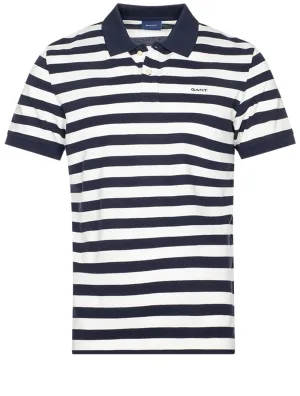 Multi Stripe Short Sleeve Pique Evening Blue