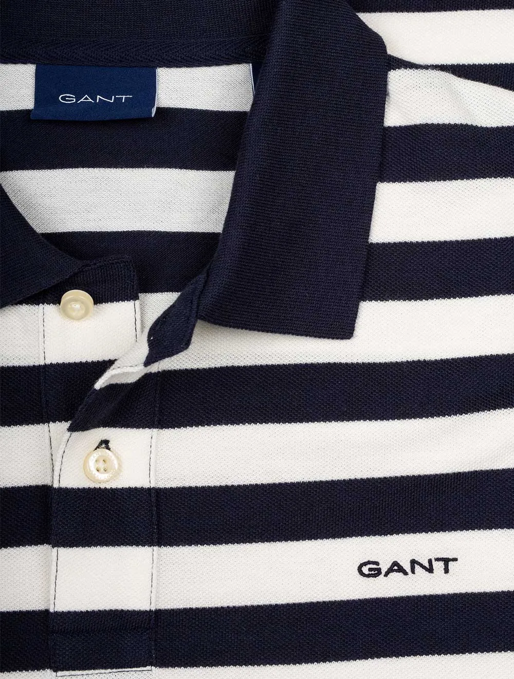 Multi Stripe Short Sleeve Pique Evening Blue