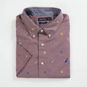 Nautica Men's Big & Tall Graphic Short Sleeve Oxford Shirt Zinfandel Nautica
