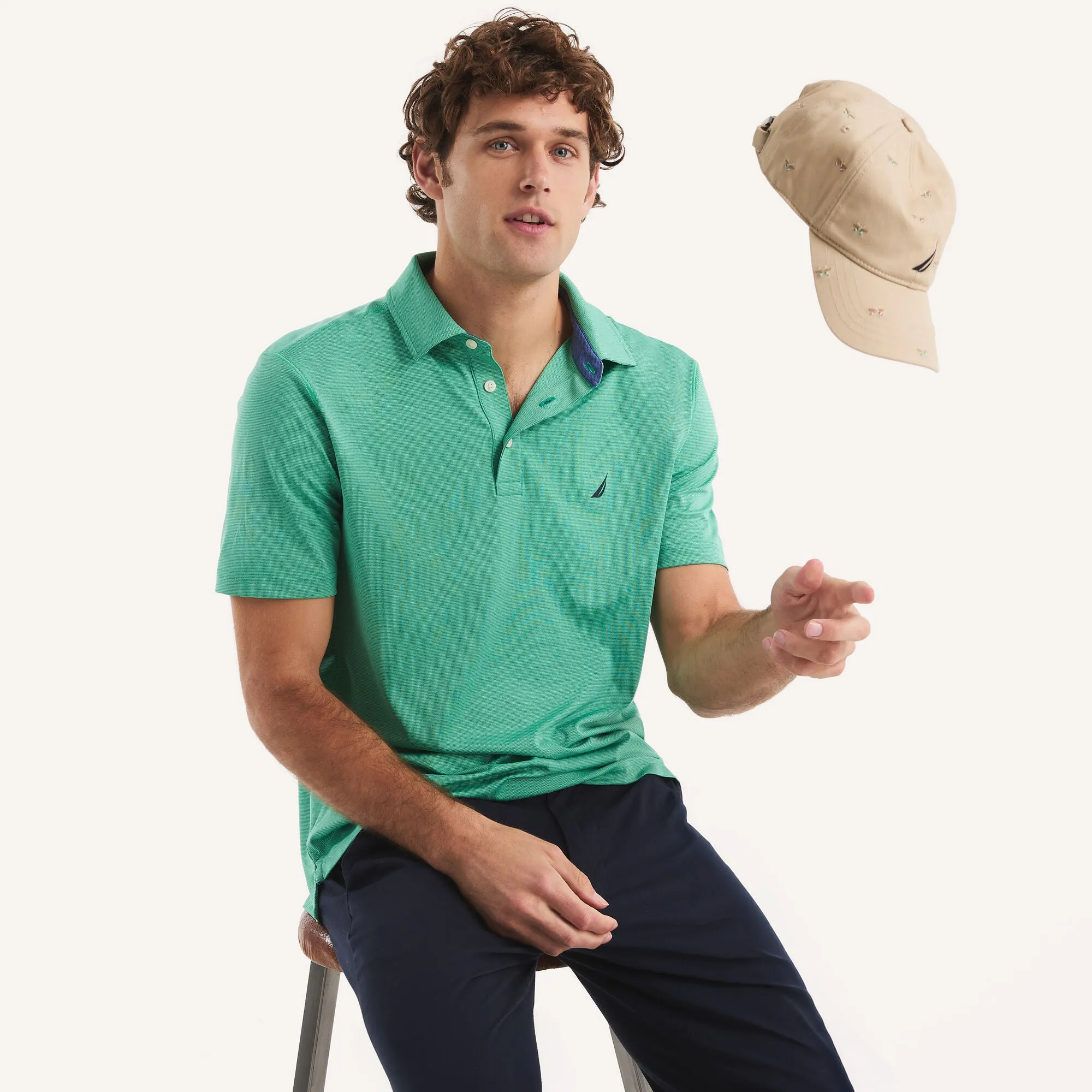 Nautica Mens Classic Fit Interlock Polo