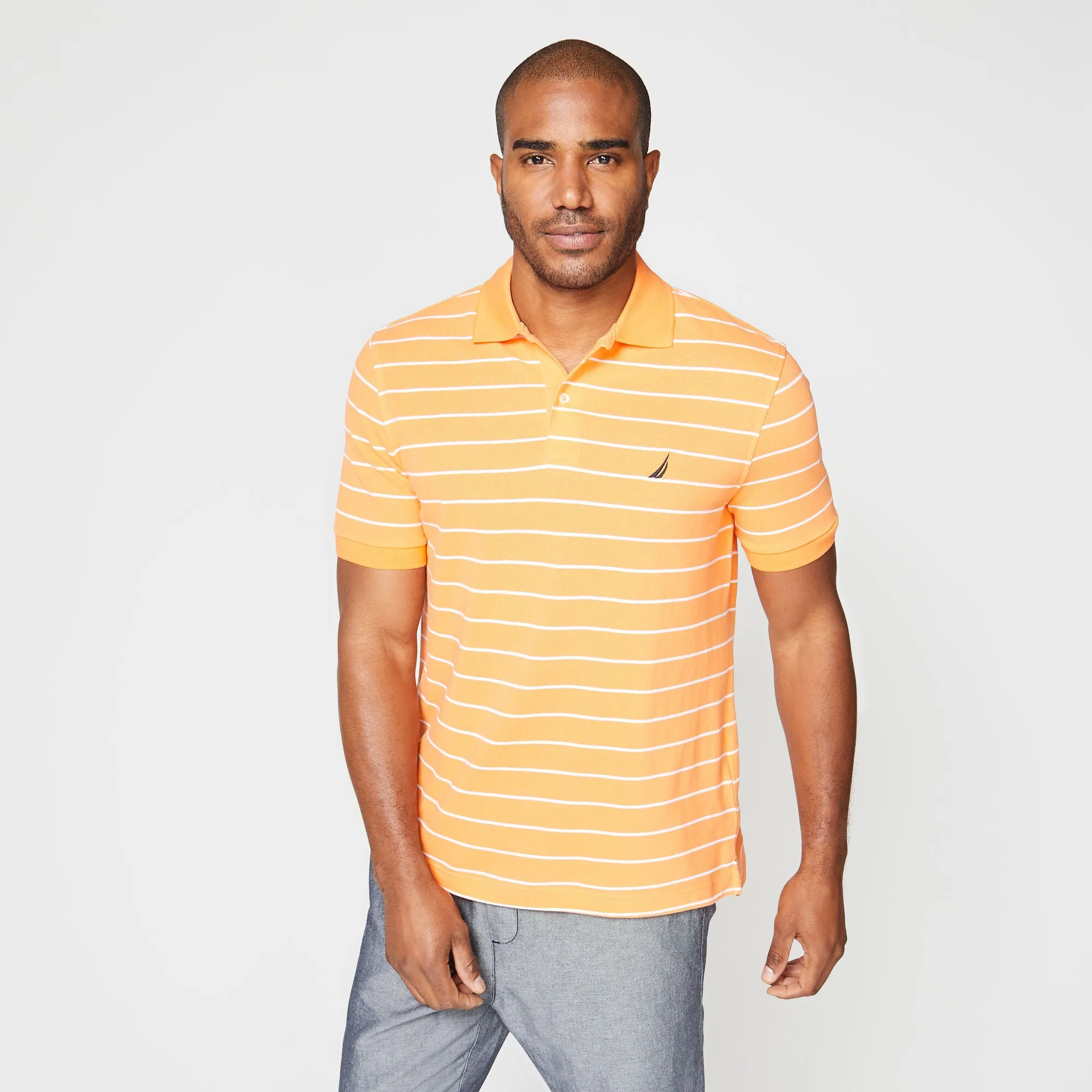 Nautica Mens Classic Fit Striped Deck Polo
