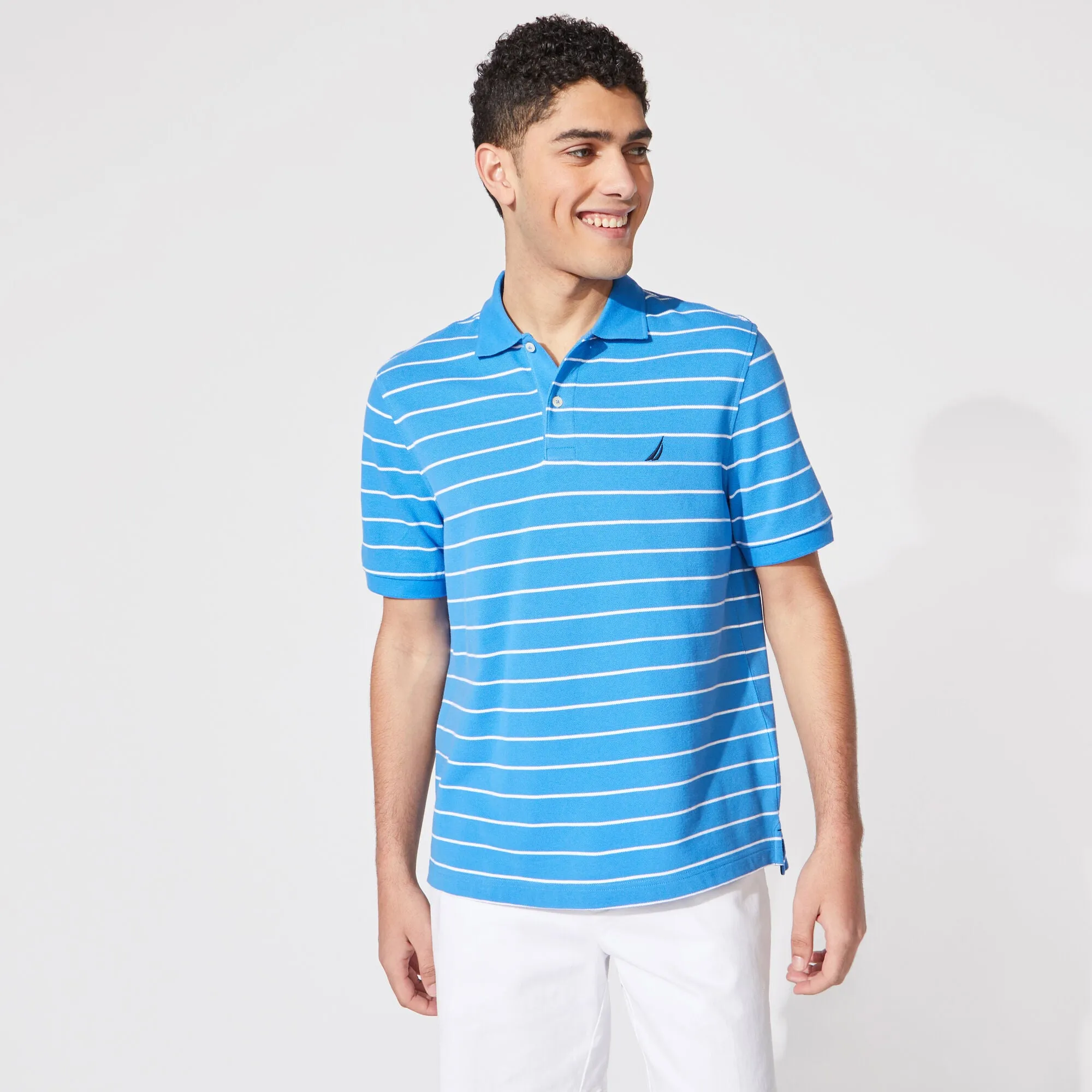 Nautica Mens Classic Fit Striped Deck Polo