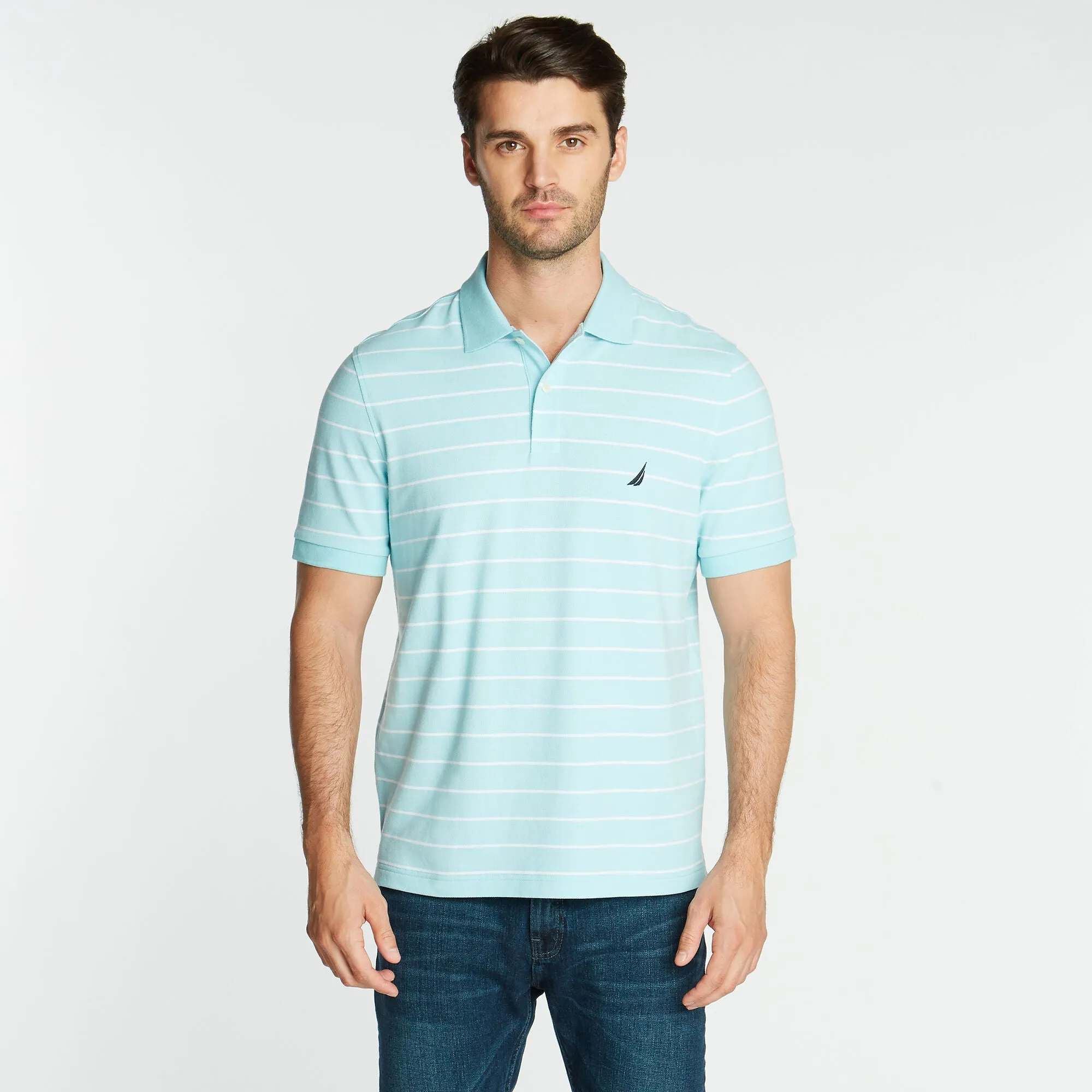 Nautica Mens Classic Fit Striped Deck Polo