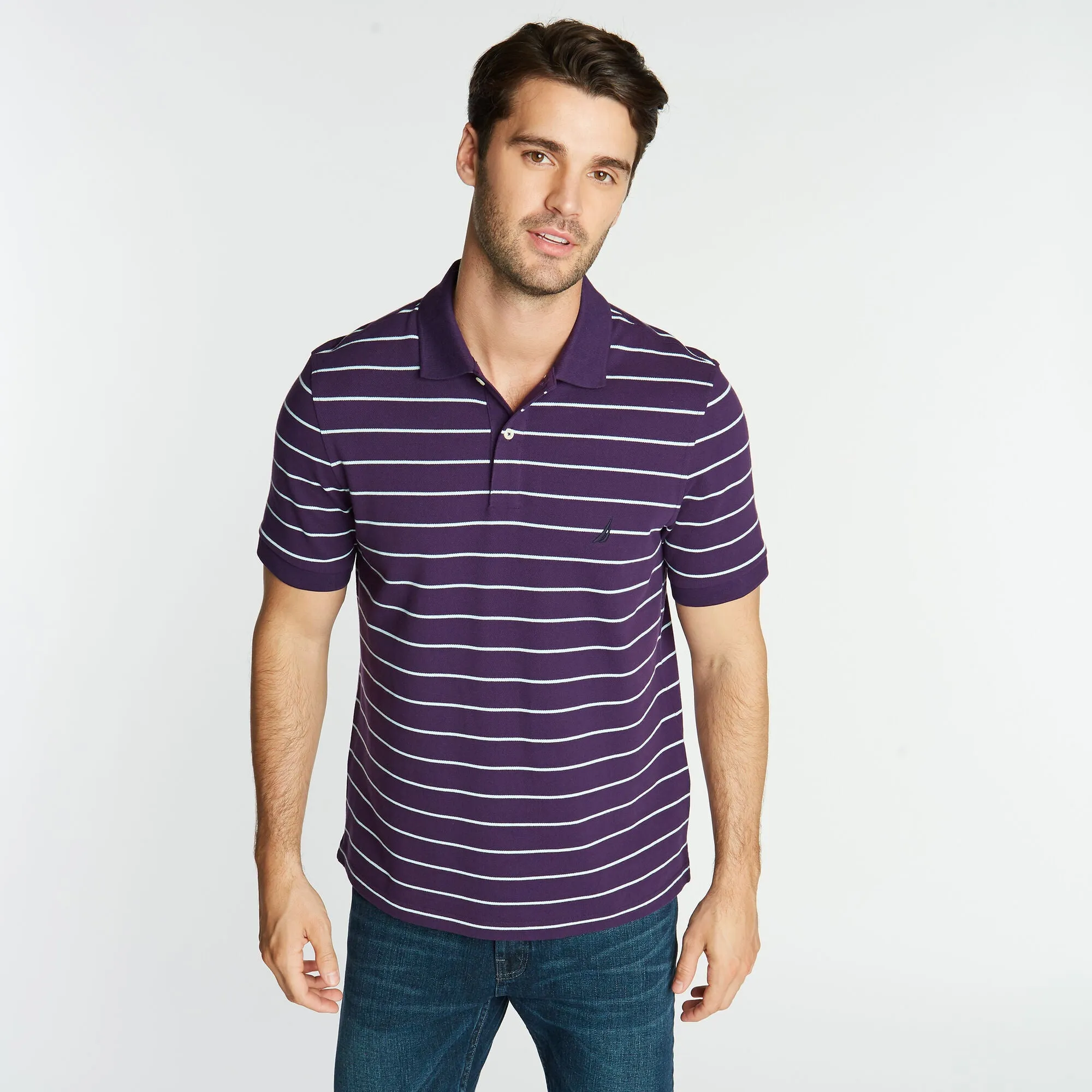 Nautica Mens Classic Fit Striped Deck Polo