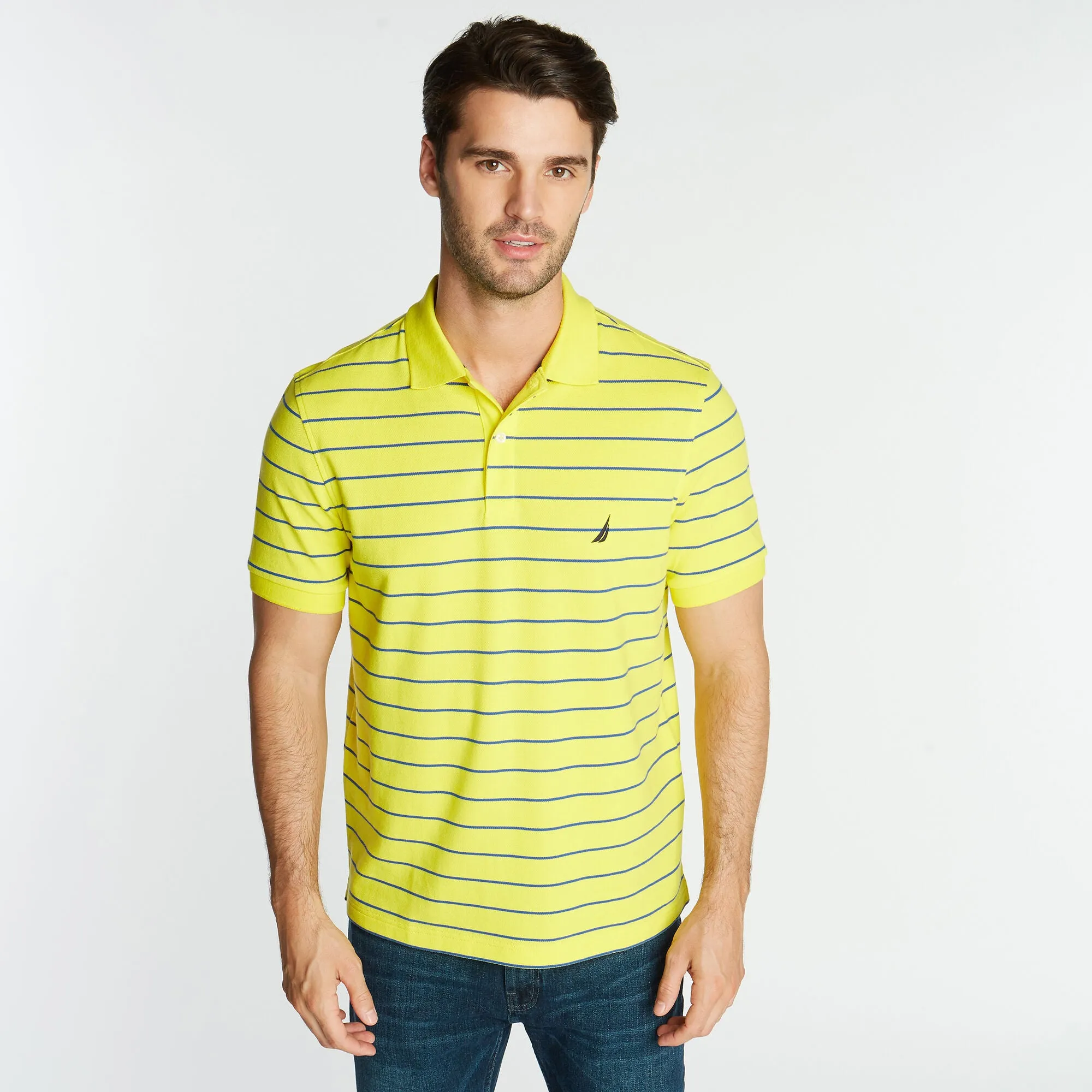 Nautica Mens Classic Fit Striped Deck Polo