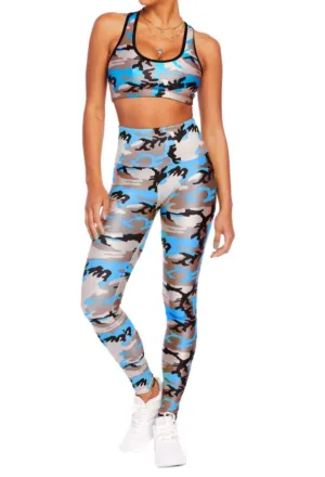Neon Leggings In Blue Camo