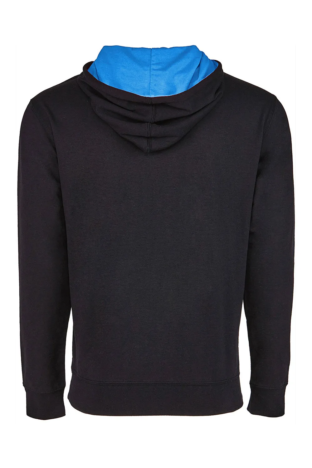 Next Level Mens French Terry Fleece Hooded Sweatshirt Hoodie w/ Pouch Pocket - Black/Turquoise Blue
