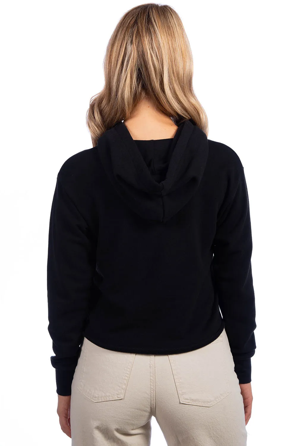Next Level Womens Cropped Hooded Sweatshirt Hoodie - Black