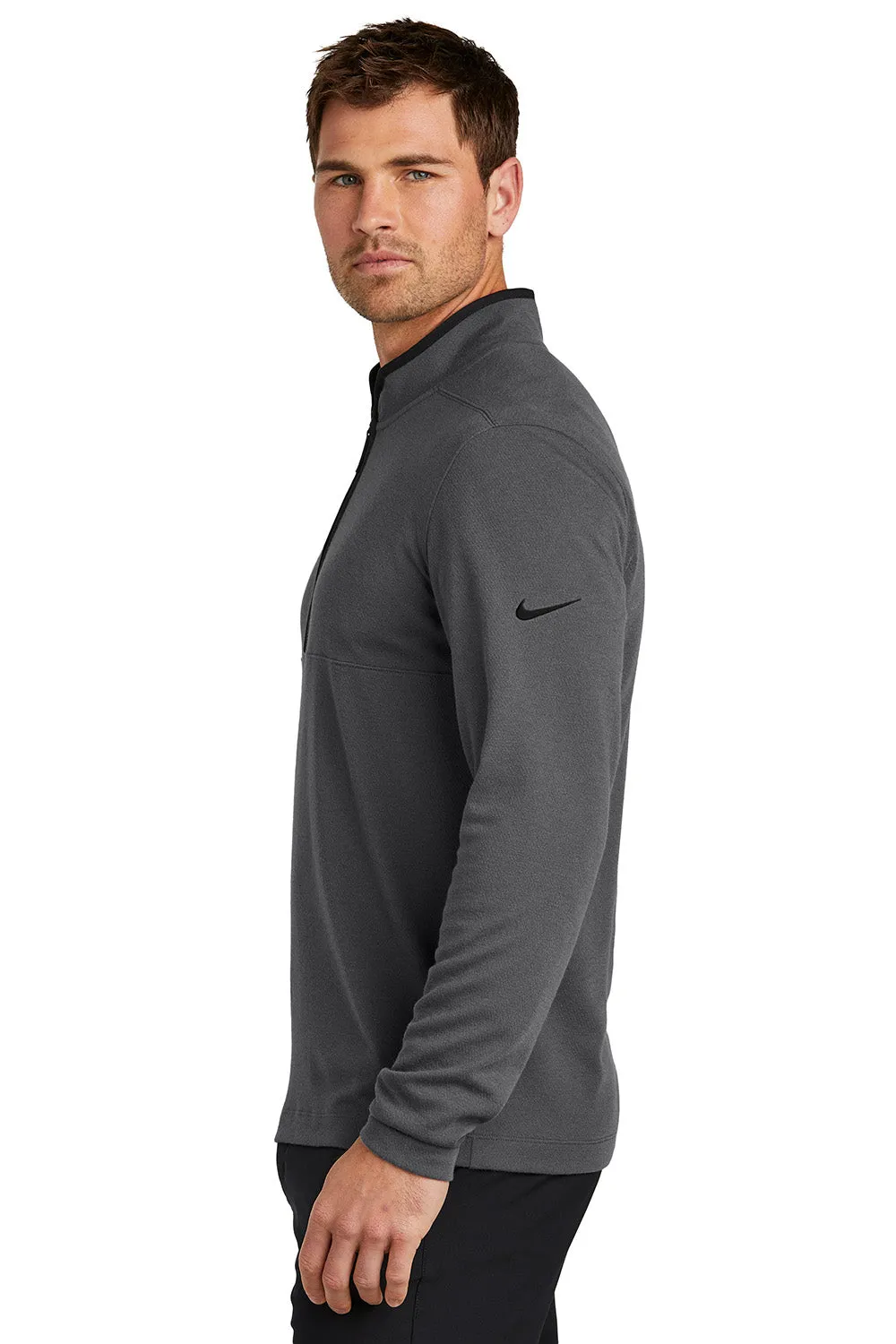 Nike Mens Textured 1/4 Zip Sweatshirt - Dark Grey