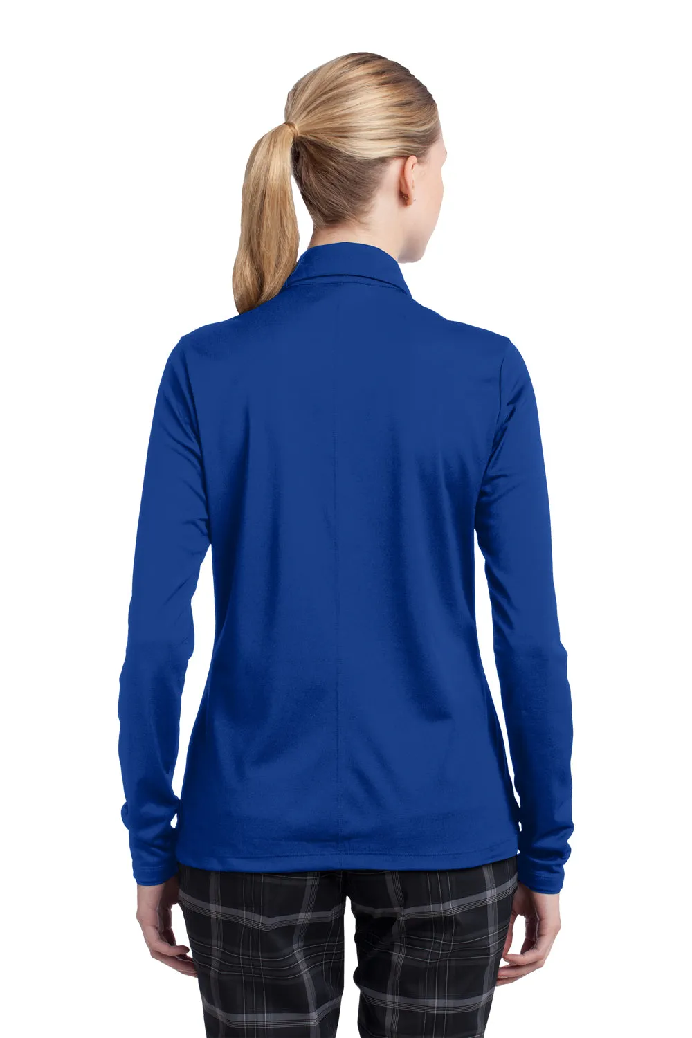 Nike Womens Stretch Tech Dri-Fit Moisture Wicking Long Sleeve Polo Shirt - Sapphire Blue