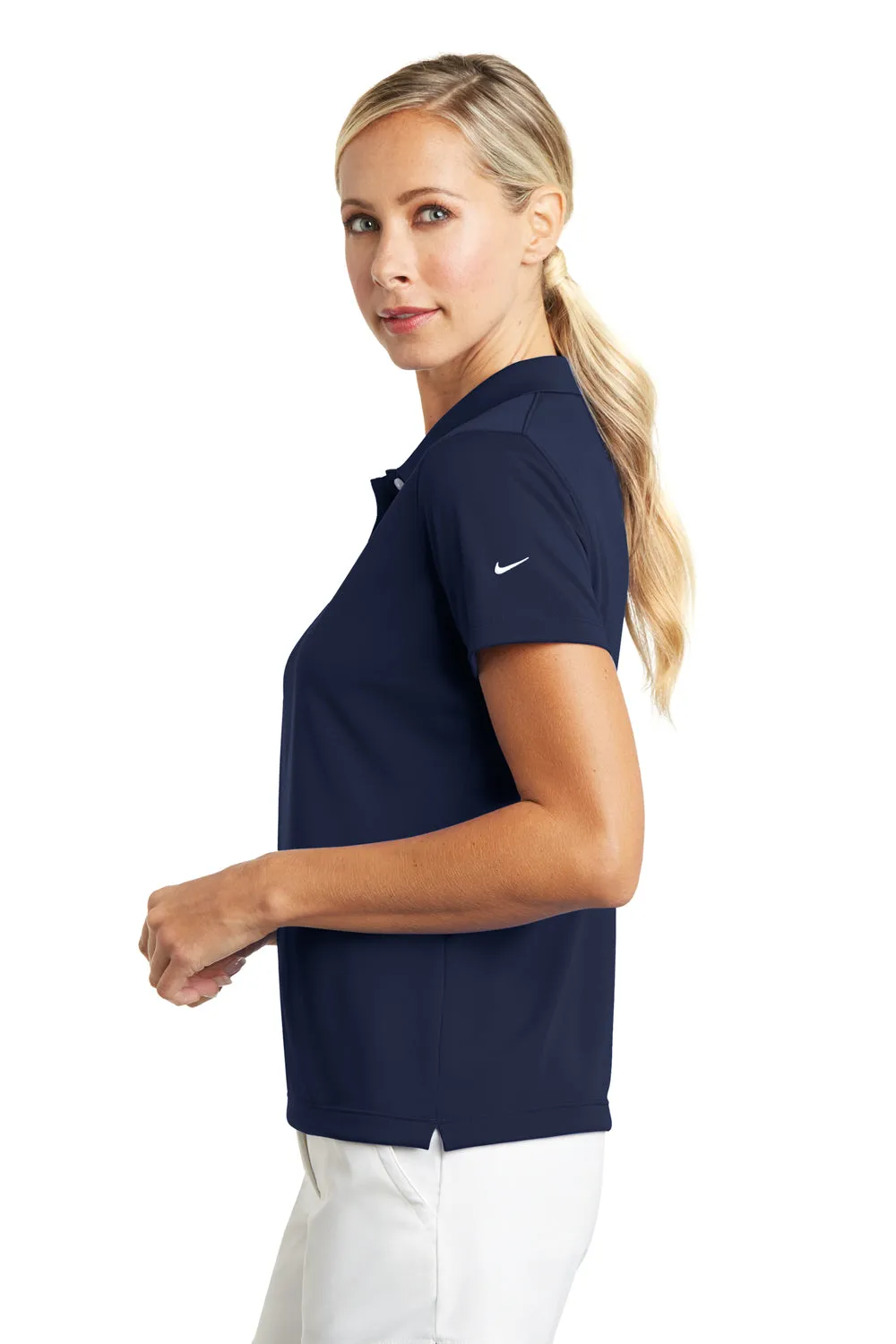 Nike Womens Tech Basic Dri-Fit Moisture Wicking Short Sleeve Polo Shirt - Midnight Navy Blue