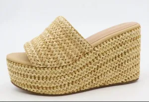 Nopal Woven Wedge Sandal In Tan