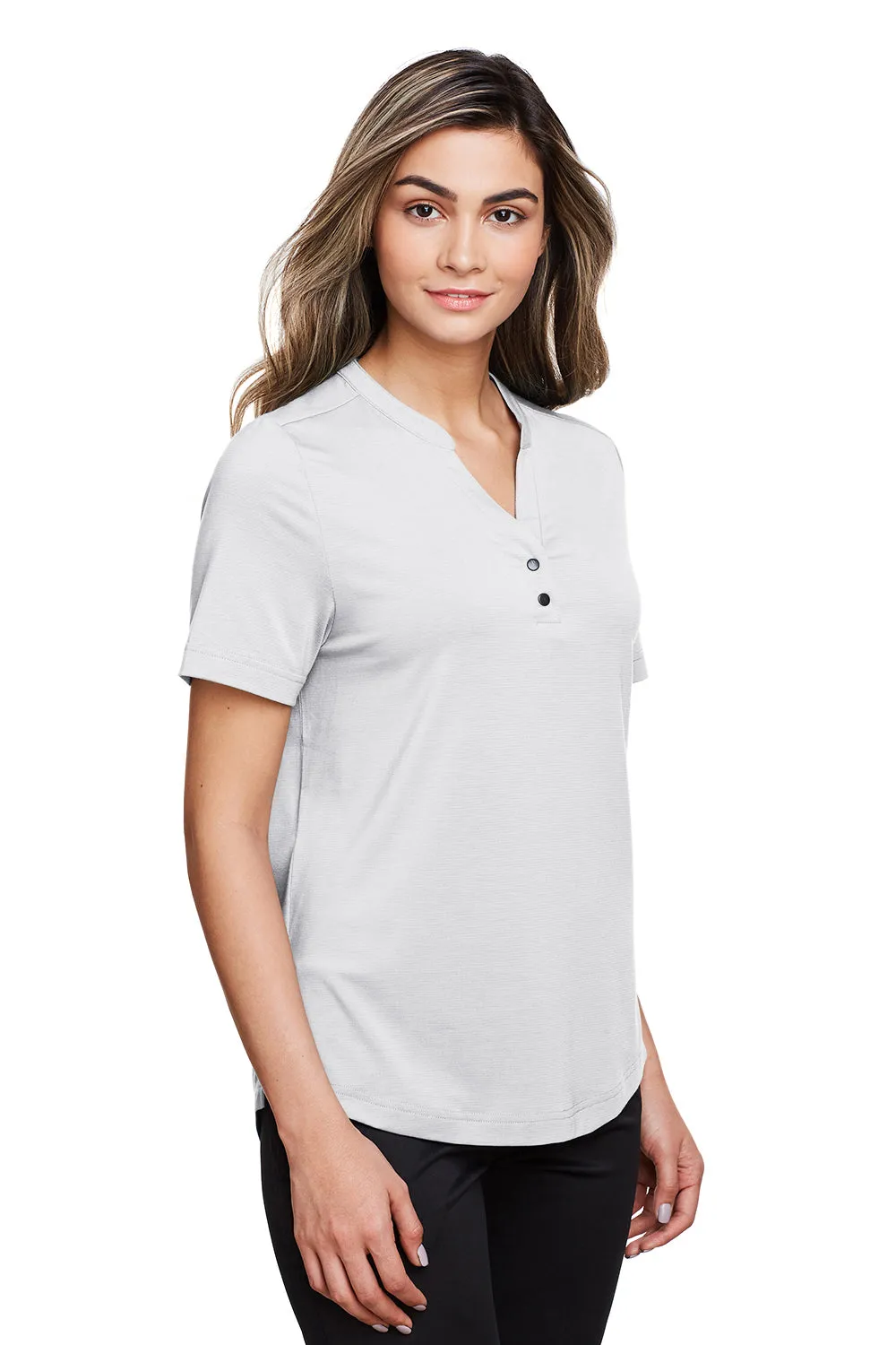 North End Womens Jaq Performance Moisture Wicking Short Sleeve Polo Shirt - Platinum Grey
