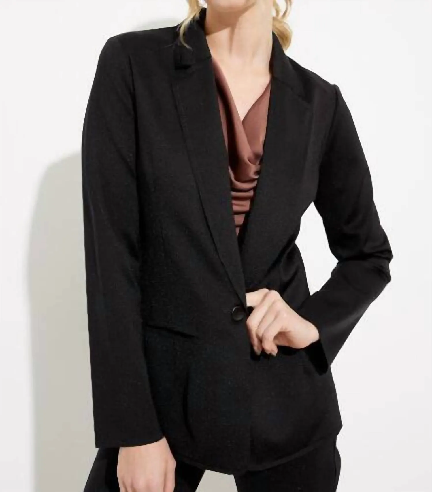 Notched Lapel Blazer In Black
