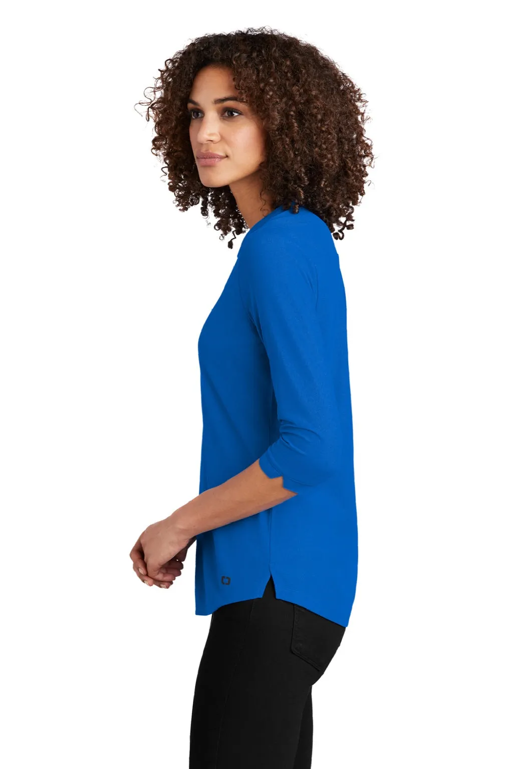 Ogio Womens Jewel Moisture Wicking 3/4 Sleeve Polo Shirt - Electric Blue