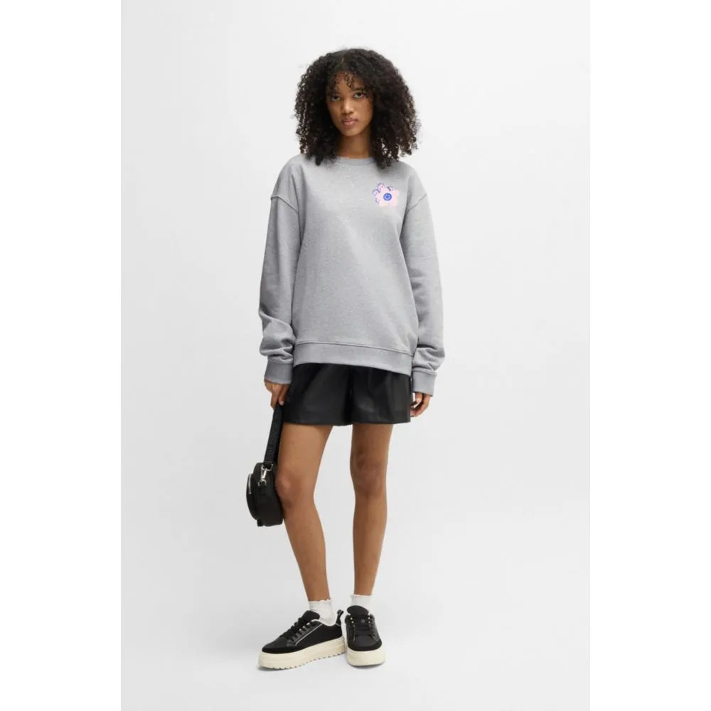 Oversize-fit sweatshirt in cotton terry with logo artwork