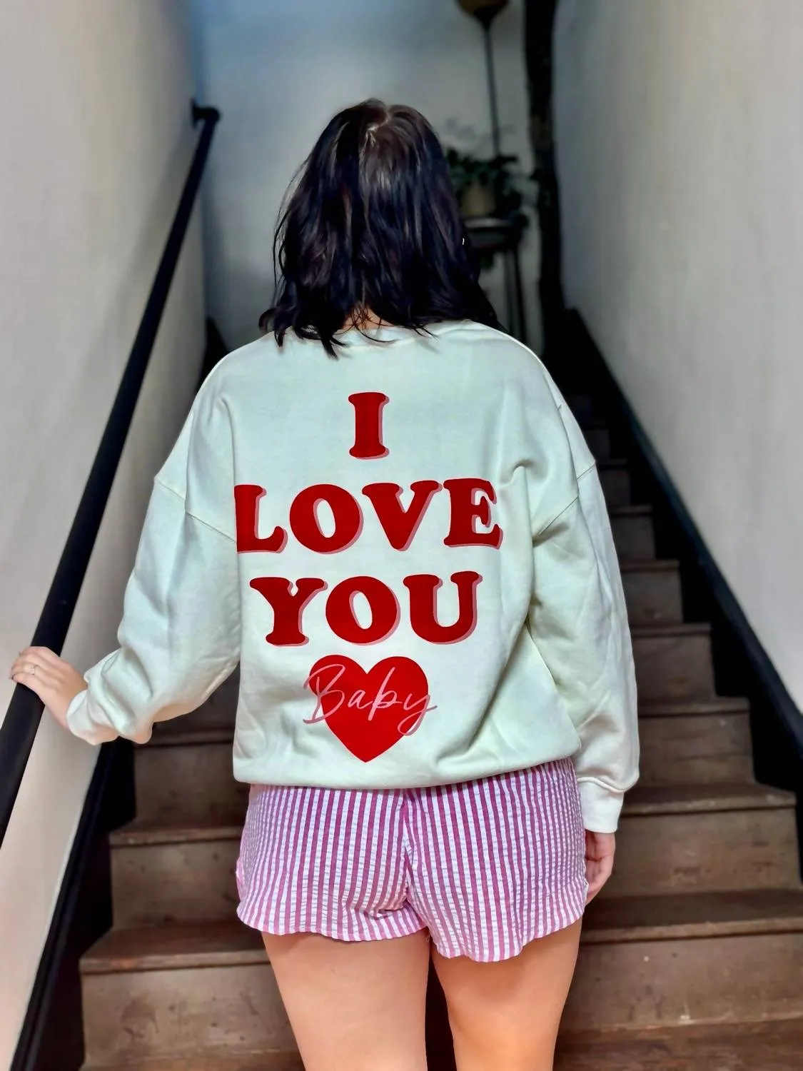Oversized Heart Sweatshirt In Beige