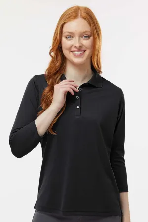 Paragon Womens Lady Palm Moisture Wicking 3/4 Sleeve Polo Shirt - Black
