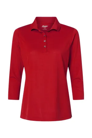 Paragon Womens Lady Palm Moisture Wicking 3/4 Sleeve Polo Shirt - Red