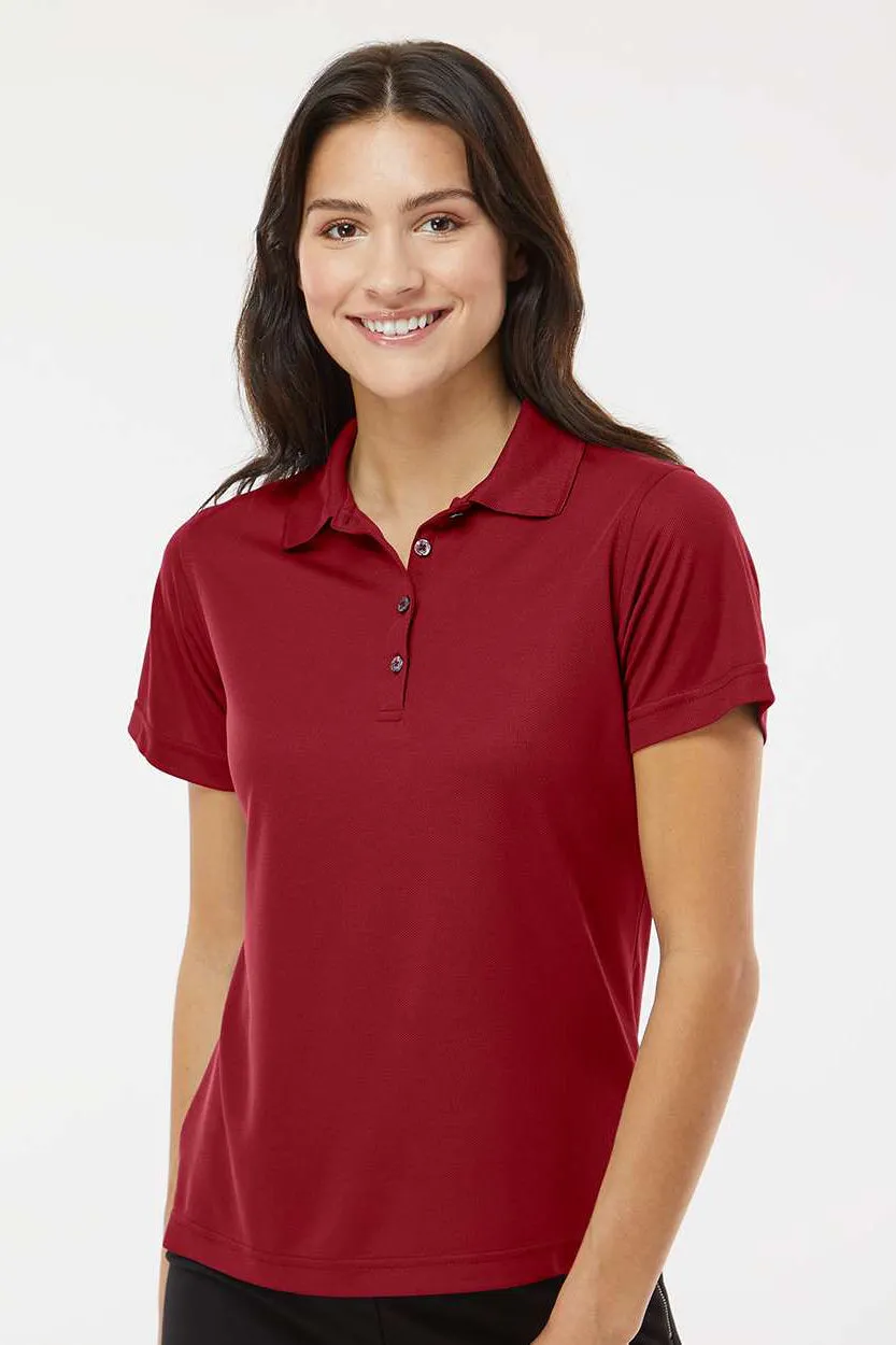 Paragon Womens Saratoga Performance Moisture Wicking Mini Mesh Short Sleeve Polo Shirt - Cardinal Red