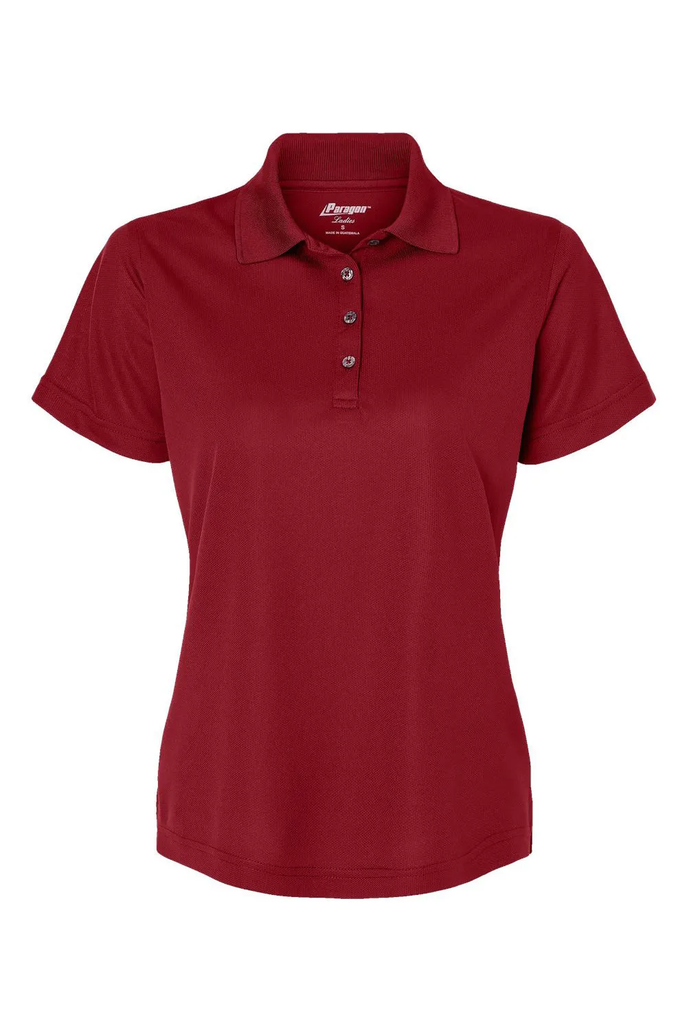 Paragon Womens Saratoga Performance Moisture Wicking Mini Mesh Short Sleeve Polo Shirt - Cardinal Red
