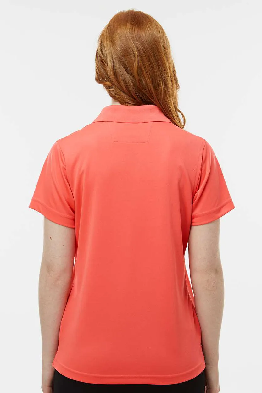 Paragon Womens Saratoga Performance Moisture Wicking Mini Mesh Short Sleeve Polo Shirt - Melon