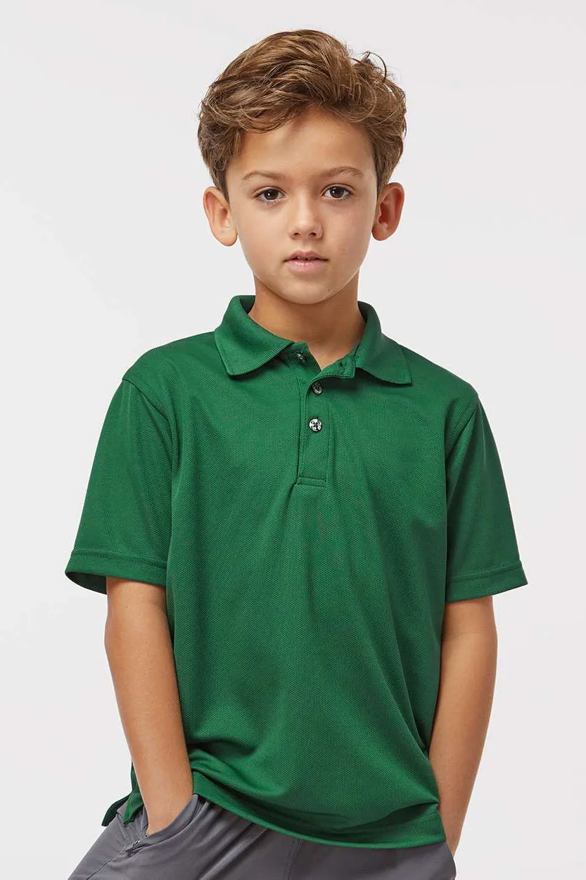 Paragon Youth Saratoga Performance Moisture Wicking Mini Mesh Short Sleeve Polo Shirt - Hunter Green