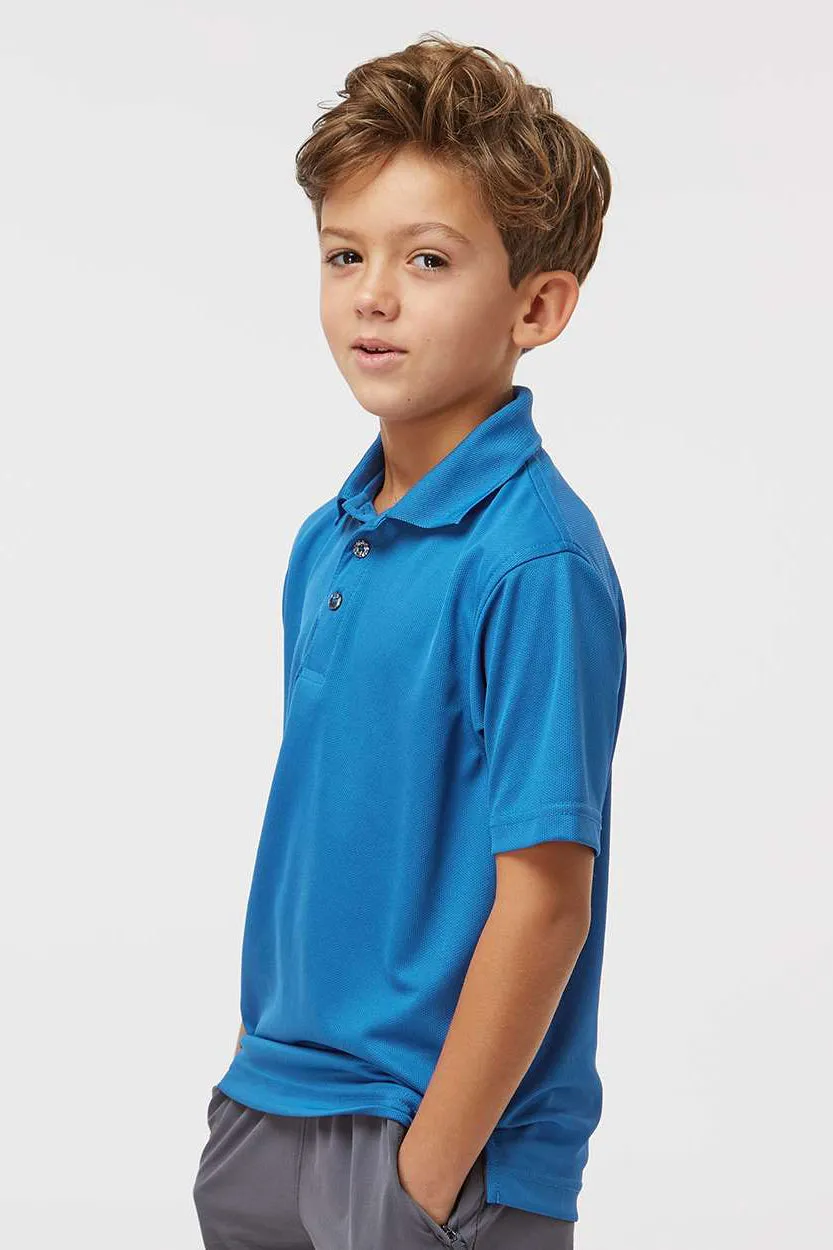 Paragon Youth Saratoga Performance Moisture Wicking Mini Mesh Short Sleeve Polo Shirt - Turquoise Blue