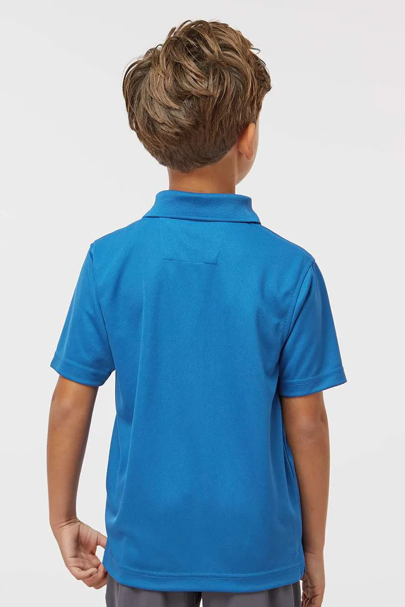 Paragon Youth Saratoga Performance Moisture Wicking Mini Mesh Short Sleeve Polo Shirt - Turquoise Blue
