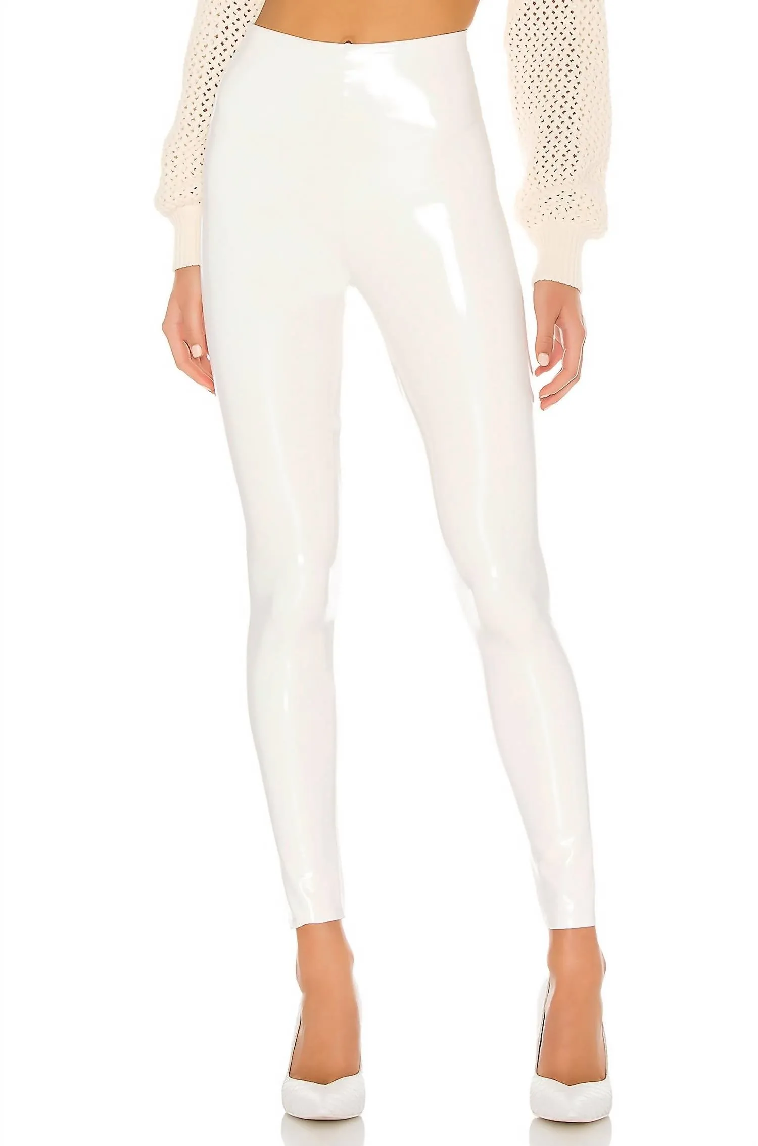 Perfect Faux Patent Leather Legging In White