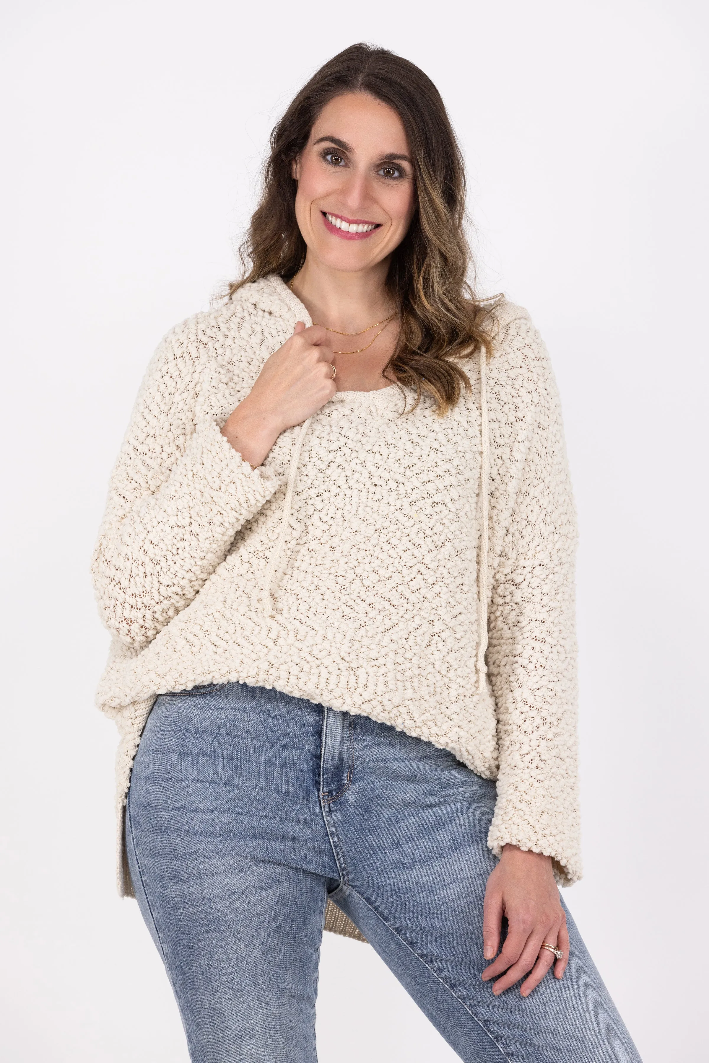 Perfectly For Popcorn Women's V-Neck Hooded Sweater