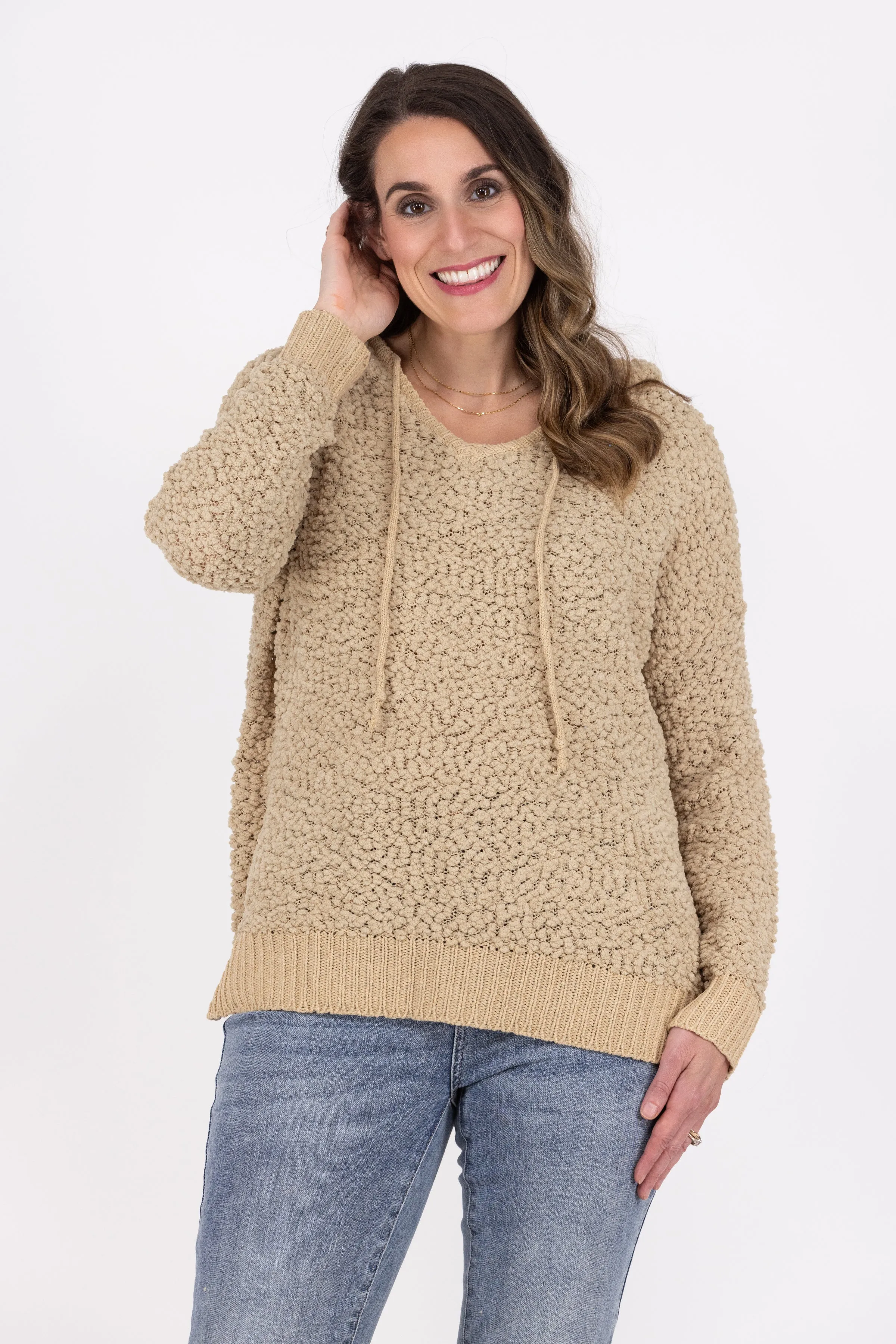 Perfectly For Popcorn Women's V-Neck Hooded Sweater