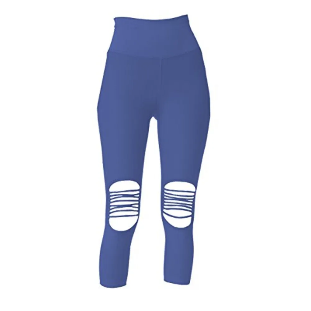 Phat Buddha ST Nicholas Ripped Capri Leggings Blue