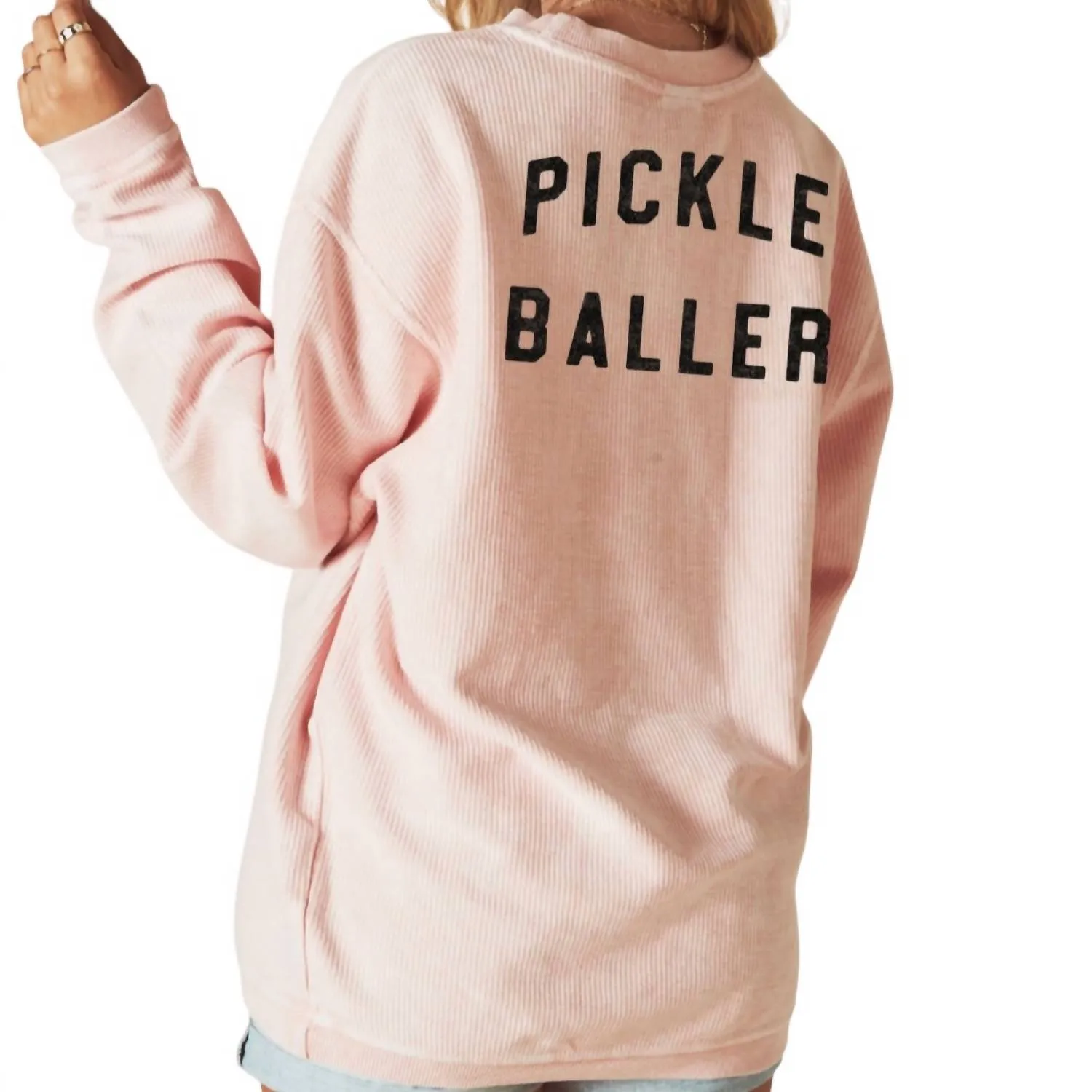 Pickle Baller Corded Sweatshirt In Pink