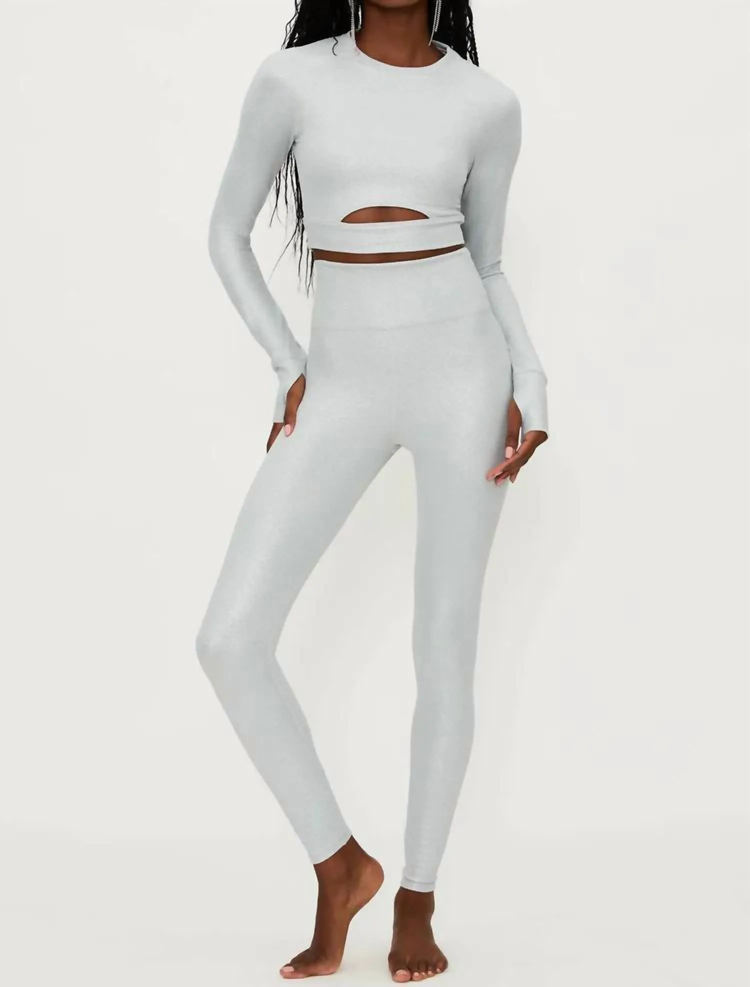 Piper Legging In Silver Shine Waffle