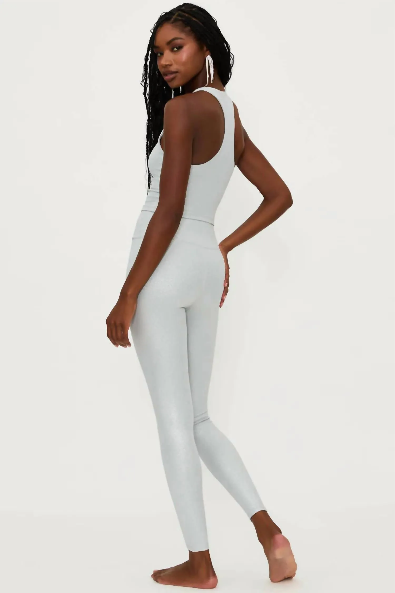 Piper Legging In Silver Shine Waffle