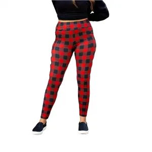 Plaid Leggings In Red/black