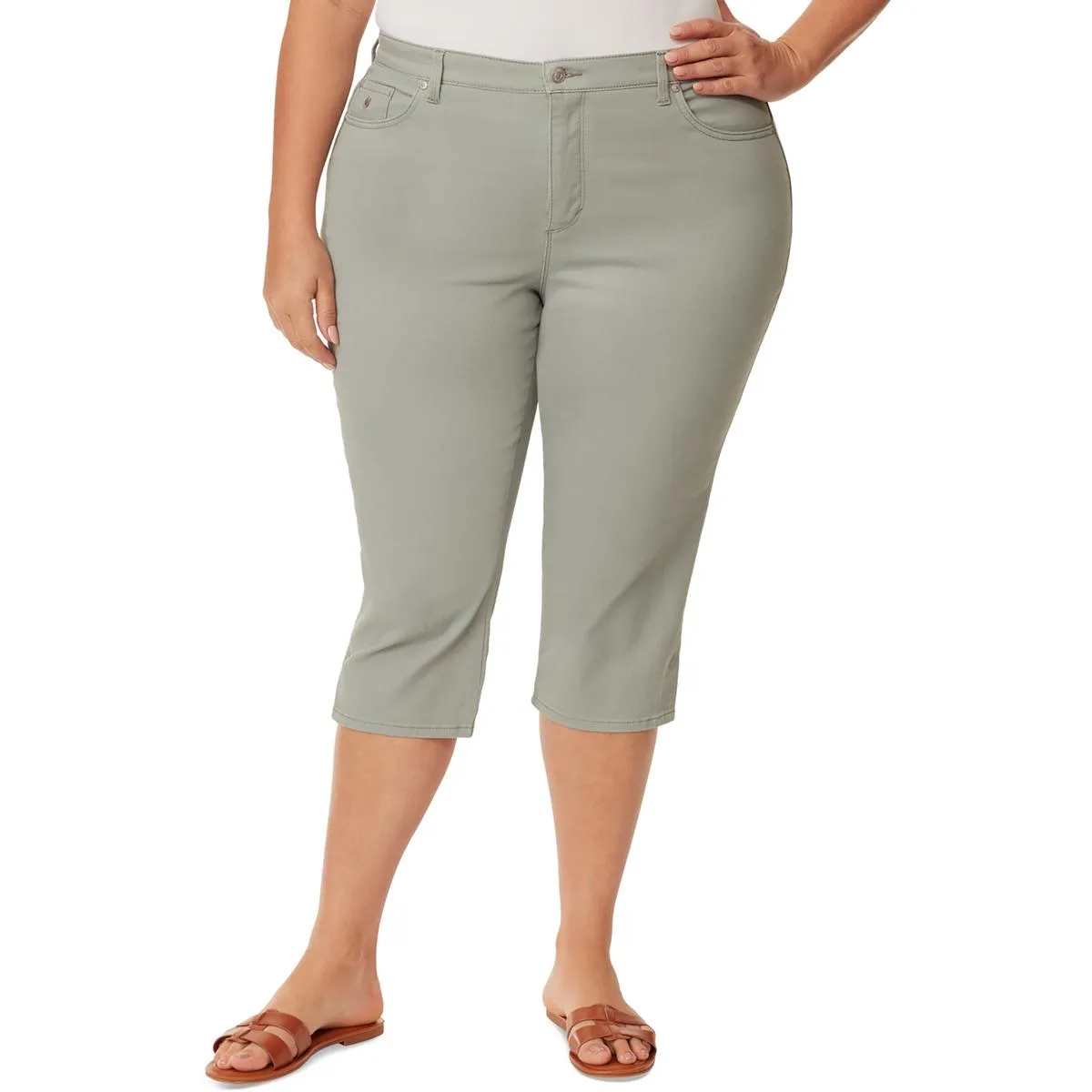 Plus Amanda Womens Denim Slmming Capri Jeans